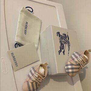 Brand new baby, Burberry booties. Unisex. Still in box unopened never worn.